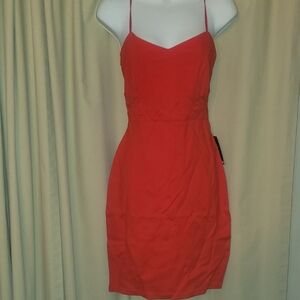Express Red Spaghetti Strap Lace Back Mini Dress